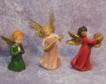 3 Vintage Angel Figurines Musicians  Italy  Mint