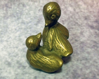 Vintage Cute Brass Duck Pair  Solid Brass  Mint Condition