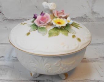 Vintage Lefton Candy Dish Flowers KW3781 Beautiful