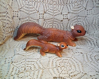 Pair of Vintage Brown Tree or Wall Climbing Squirrels  Japan Excellent Condition  #D