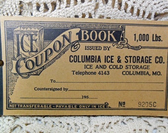 Vintage Ice Coupon Booklet Columbia Ice Company Missouri  MINT