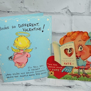 Vintage mecánico tarjetas de San Valentín Cherub Baby con pin de seguridad adjunto excelente para menta VCard3