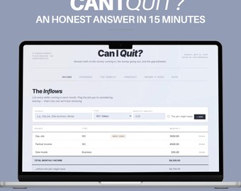 Career Decision Budget Calculator - Can I Quit My Job- Quit Confidence Tool - Instant Download HTML - Not a Spreadsheet