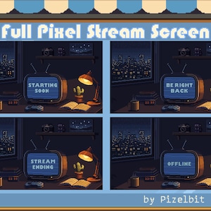 Pack d'écrans Cosy Night Rain Pixel Stream | Bientôt disponible | BRB | Fin du flux | Hors ligne (téléchargement numérique)
