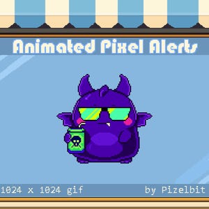 Byte Dragon - Bebida Tóxica - GIF animado em pixel art para alerta de transmissão na Twitch | Download instantâneo