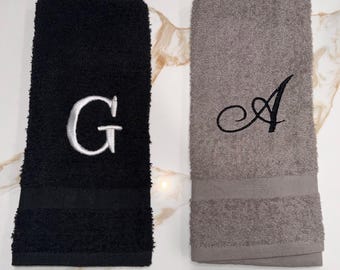 Personalized Embroidered Hand Towel with Initial
