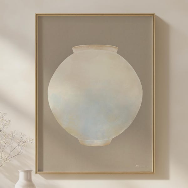 Still Light Moon Jar Art print, Korean Ceramic Vase wall art, Minimal Neutral Home Decor, Digital Download