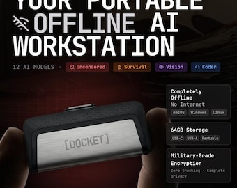 Docket Mini Portable Offline AI Physical USB Drive 64GB with 12 Pre-loaded AI Models
