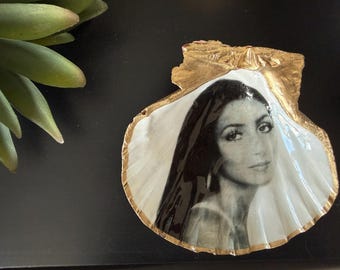Cher Inspired Decor Shell Dish,  Icon Decor, Aesthetic Jewelry Dish, Cool Unique Gift for Music Lover, Music Legend, Glam Icon, Viral vanity