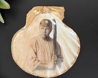 Babe Ruth Fan, Ring Holder, Desk Valet Key Tray Gift Dad, Custom Sports Gift, Man Cave, Baseball Lover, Babe Ruth Baseball Art, NYY, Yankees