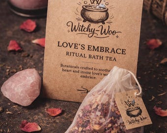 Tisana rituale Love's Embrace / Bagno alle erbe lenitivo per il cuore con rosa, camomilla e calendula. Incantesimo d'amore