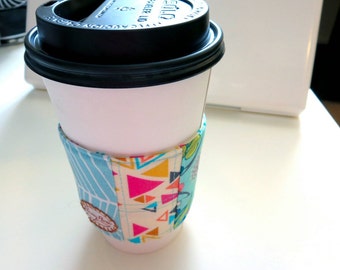 Blue and Pink Triangles Coffee Sleeve
