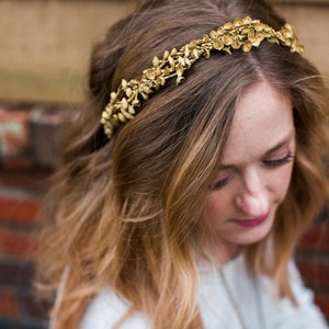 Gold Lilly of the Valley Circlet, gold Wedding, Bohemian, gold flower crown, gold floral crown, Bridal Headpiece, wedding hair accessory