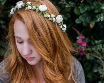 Wedding Floral Crown. Bohemian. spring, Woodland, Flower Hair Crown, Weddings, Bridal, Hair Accessories, bridal hair, bridal crown,