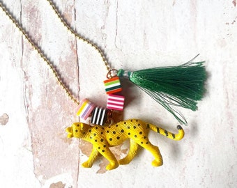 Cheetah Necklace, Fun Necklace, Safari necklace, Gift for animal lovers, Animal Jewelry, Gift for her, Boho