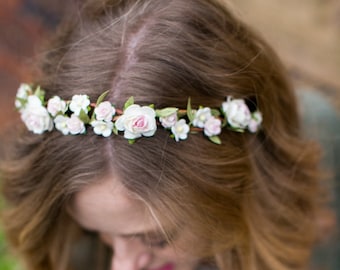 Bridal Floral Headpiece, Floral Crown, Flower Headband, Flower Crown, pink rose, pink wedding, Woodland,wedding hairpiece, Bridal headpiece,