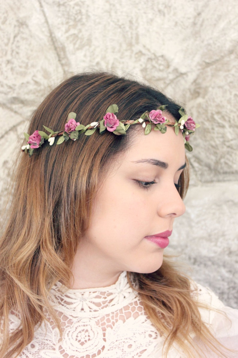 Bridal Floral Crown Flower Crown Purple Flower Crown Peach Etsy