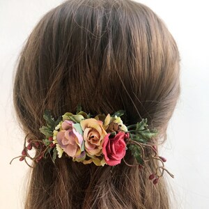 Floral Hair Pins, Flower Hair Pins, Floral hair piece, Bridal hair piece, Fall Floral Headpiece, hair accessories image 4