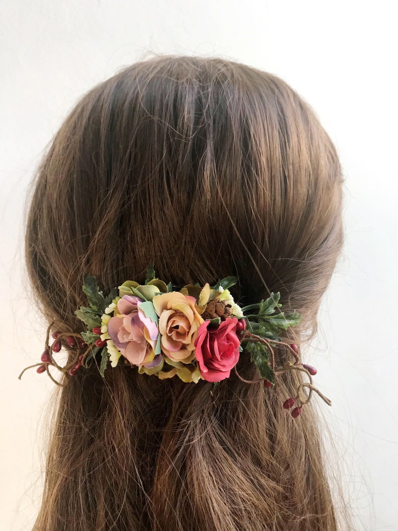 Floral Hair Pins, Flower Hair Pins, Floral hair piece, Bridal hair piece, Fall Floral Headpiece, hair accessories image 4