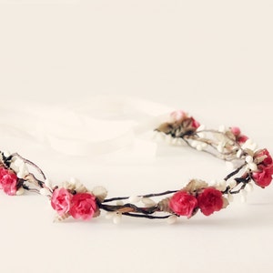 Bohemian Soft Pink Floral Crown, Woodland, blush, Fall wedding, Hair Accessories, autumn headpiece, Floral, boho, wedding, bridal headpiece image 3