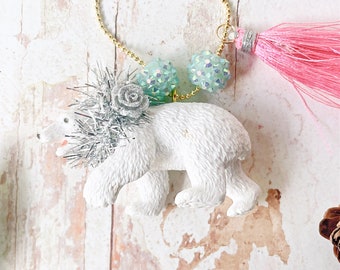 My Polar Bear Necklace Winter Animal  Necklace Gifts for Kids Stocking Stuffers Winter Animal Jewelry Fun Necklace Gift for Girls