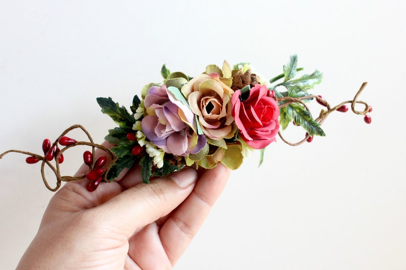 Floral Hair Pins, Flower Hair Pins, Floral hair piece, Bridal hair piece, Fall Floral Headpiece, hair accessories image 1