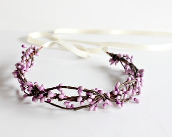 Lavender Twig Crown. Bohemian. Woodland. Rustic crown, Bridal, Fall Wedding, bridesmaids. lavender wedding, photo prop, twig crown