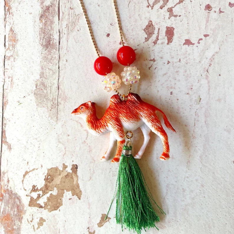 Camel Necklace, Fun Necklace, Stocking Stuffers, Dessert Camel necklace, Animal Jewelry, Gift for her image 1