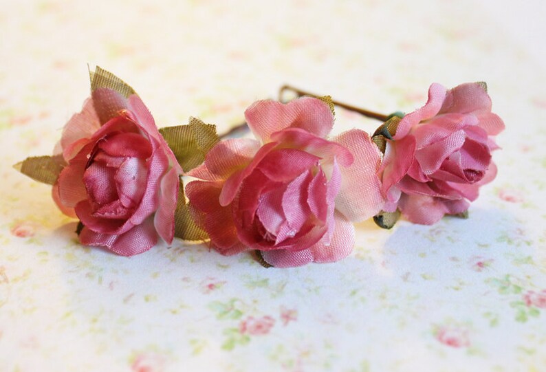 Pink Rose Flowers Hair Bobby Pins. Mauve. Woodland. Summer. Etsy