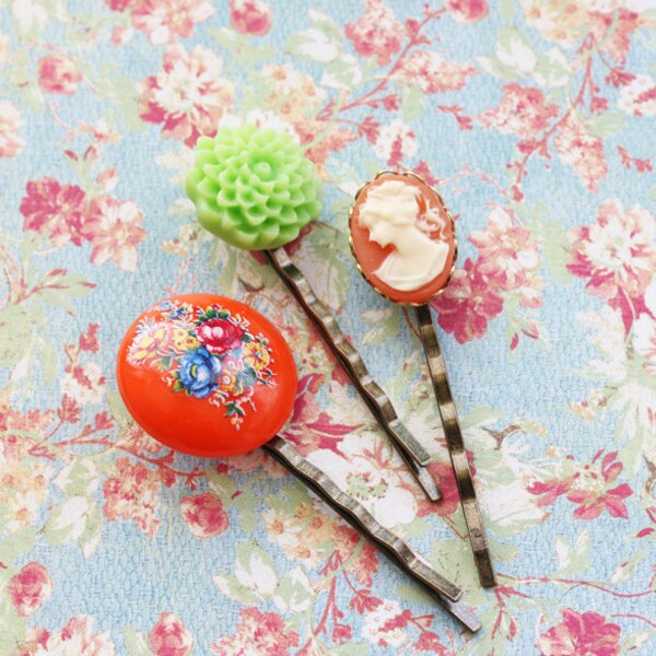 Bohemian Bobby Pin Set. Hair Accessories. Spring. Boho. Chic. Colorful. Gift for Her. stocking stuffer