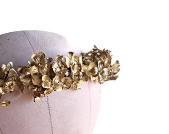 Gold Flower Crown, Bohemian headpiece, gold headpiece, gold floral crown, Bridal Headpiece, spring wedding, gold wreath