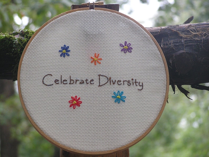 Celebrate Diversity Embroidery in Rainbow Colors image 3