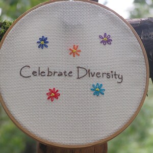 Celebrate Diversity Embroidery in Rainbow Colors image 1