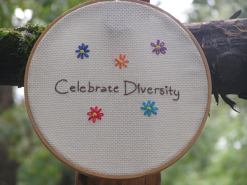 Celebrate Diversity Embroidery in Rainbow Colors image 1