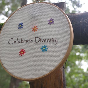 Celebrate Diversity Embroidery in Rainbow Colors image 2