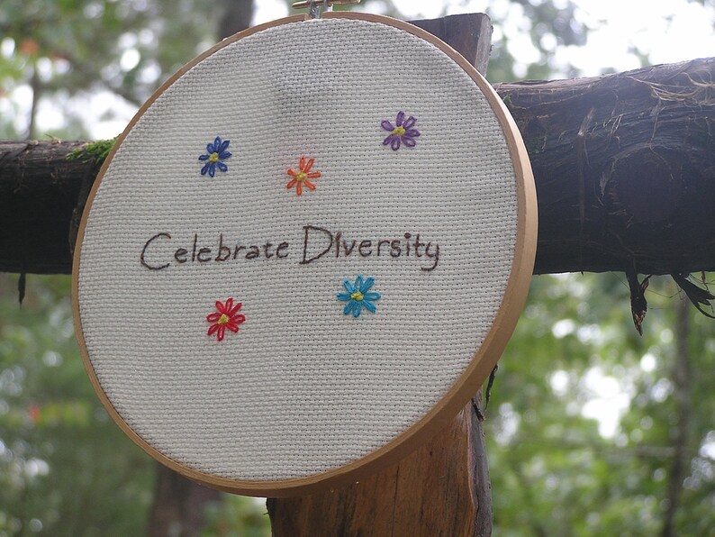 Celebrate Diversity Embroidery in Rainbow Colors image 2