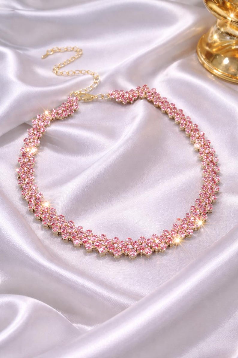 Crystal Choker Necklace, Bridal Rhinestone Choker, Wedding Necklace, Sparkly Statement Jewelry, Bridesmaid Gift, Prom Necklace image 16