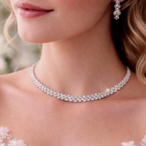 Crystal Choker Necklace, Bridal Rhinestone Choker, Wedding Necklace, Sparkly Statement Jewelry, Bridesmaid Gift, Prom Necklace image 7