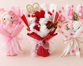 Plush Character Bouquet, Kawaii Gift, Kids Birthday Gift, Baby Shower Gift, Graduation Gift, Valentine’s Day Gift, Crochet Flower Bouquet