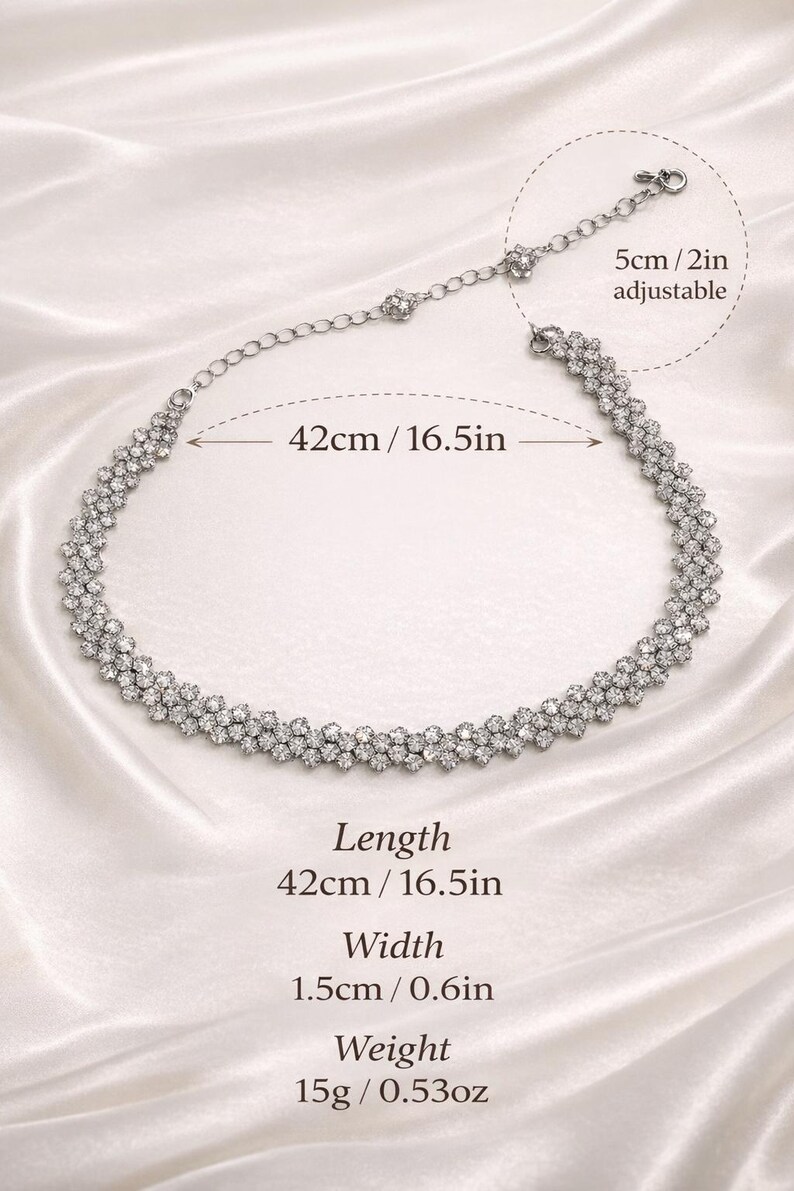 Crystal Choker Necklace, Bridal Rhinestone Choker, Wedding Necklace, Sparkly Statement Jewelry, Bridesmaid Gift, Prom Necklace image 6