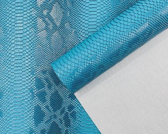 Turkusowa sztuczna skóra węża żmija winyl - sztuczna skóra - łuski 3D - sprzedany winyl do tapicerki