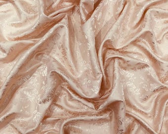 Blush Floral Brokat Jacquard Satin Stoff - 58/60 "breit