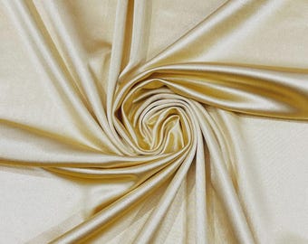 Gold Shiny Spandex Satin Fabric, 4-Way Stretch 60" Wide By The Yard