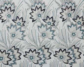 Teal Blue Multi Color Beaded Fabric, Luxury Star Design Beads and Sequins Lace By Yard