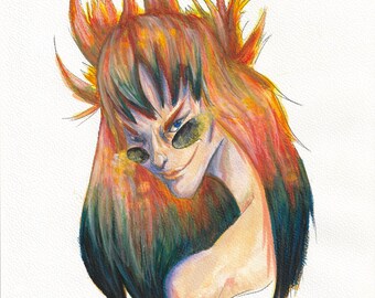 Deceitful – Watercolor portrait print of a man – expressive art print, contemporary wall art