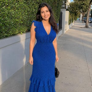 royal blue crochet maxi dress Royal Blue Crochet Maxi Dress