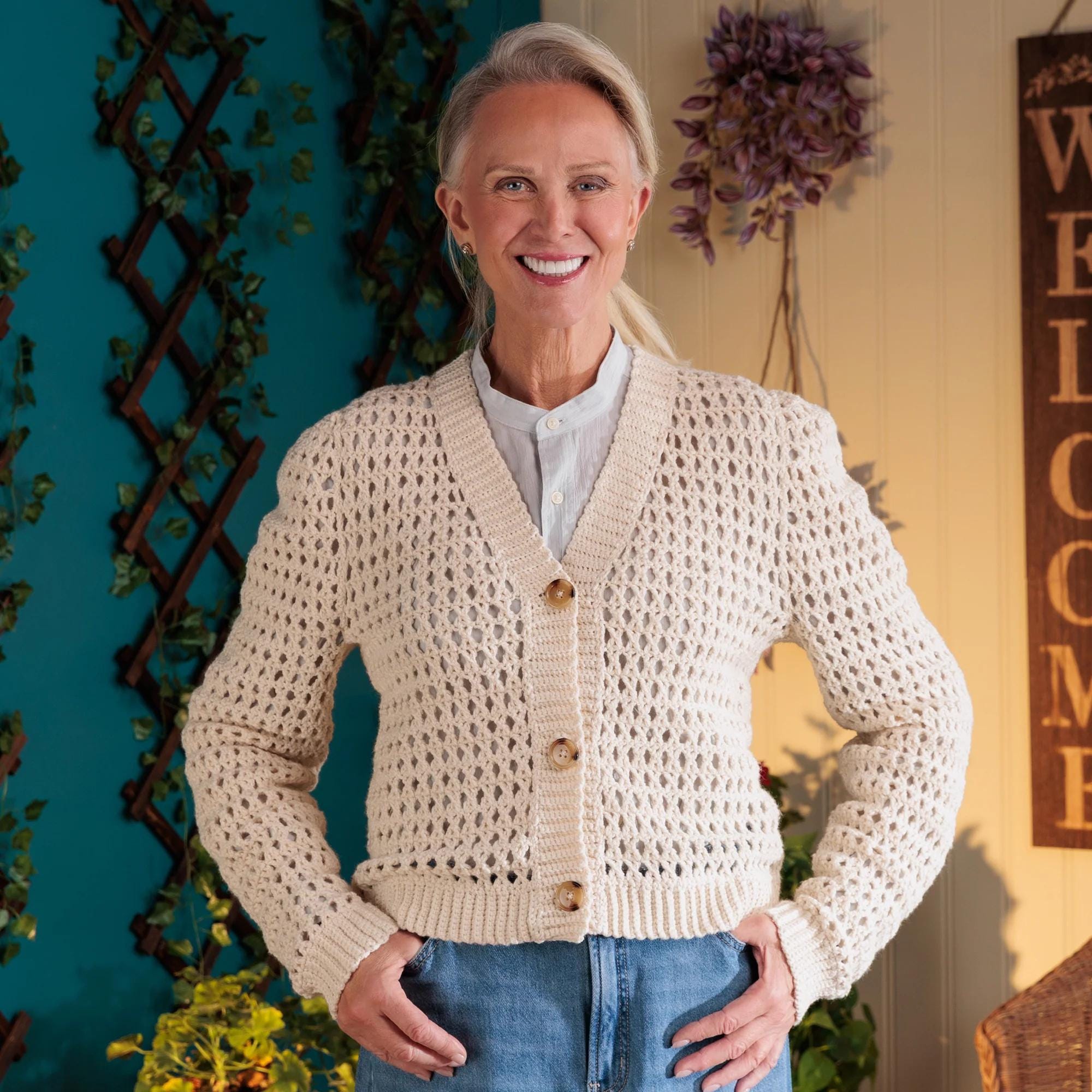 30 Mesh Sweater Crochet Patterns for Airy Layers, Pullovers, and Cardigans 30 Mesh-Mellow Puff Sleeve Cardigan Pattern