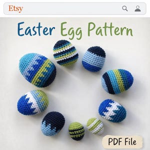 Crochet Easter Bunny Egg | Amigurumi Easter Egg Pattern | 4 Sizes XS-L | Zigzag and Striped Crochet Eggs | Easter Decor | Instant Download