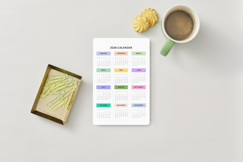 2026 Calendar | Printable | Year at a Glance | 2026 Printable Calendar ...