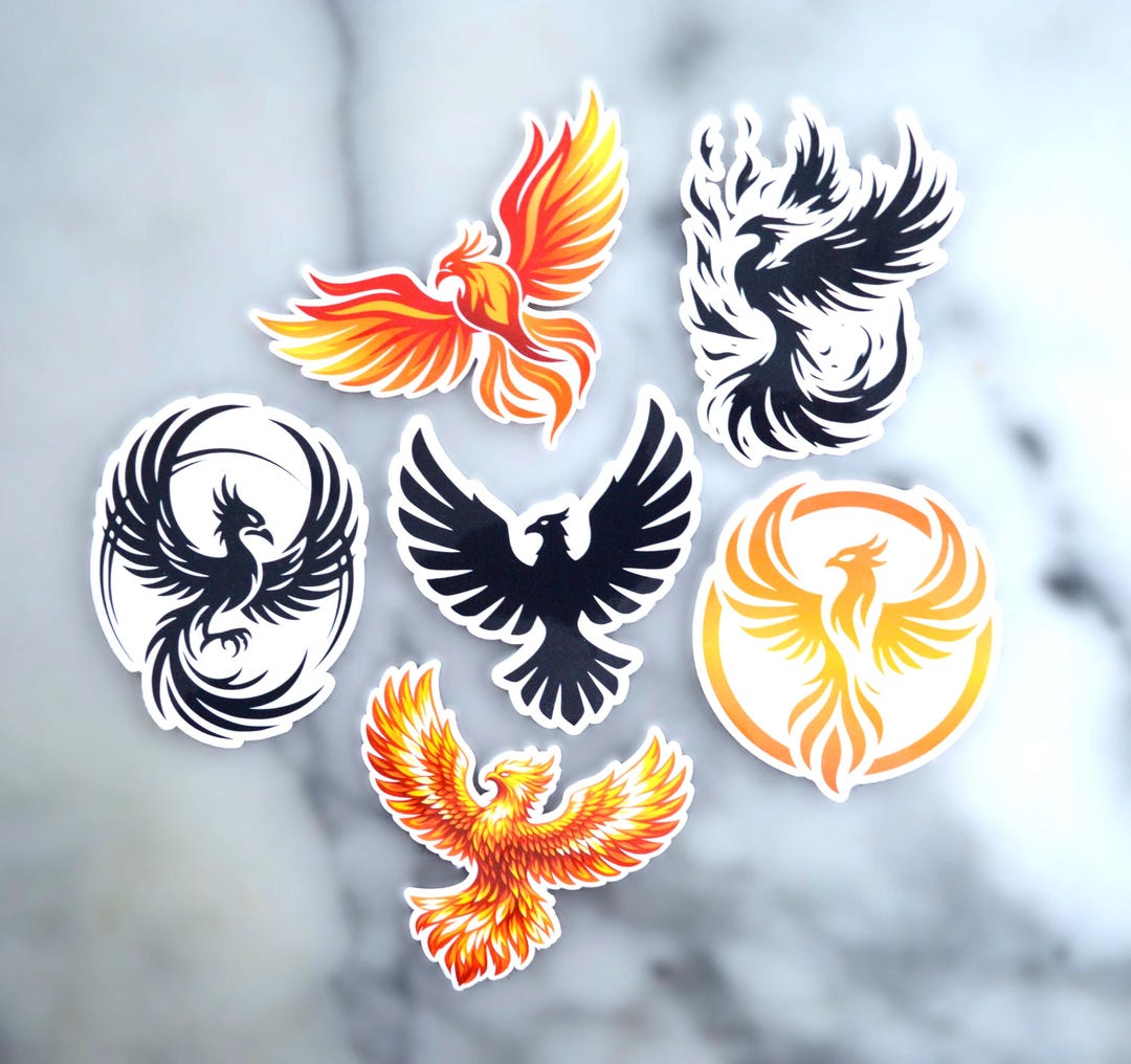 Six Colorful Phoenix Stickers, Symbol of Strength & Renewal, Rise From ...